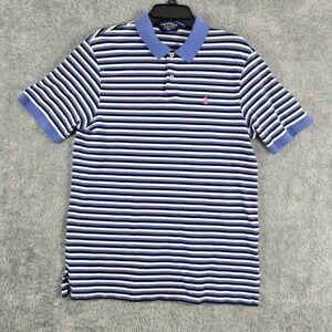 Polo Golf Ralph Lauren Striped Pima Cotton Polo Shirt Blue Navy Mens Large PRO1